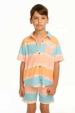 Kids/BOY Chaser Brand Boy's Wavy Stripe Collared Button Down Shirt