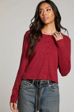Women Chaser Brand Brady Blood Red Button Up Pullover