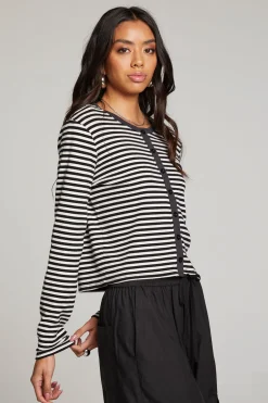 Women Chaser Brand Brady Punk Stripe Button Up Pullover