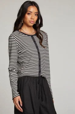 Women Chaser Brand Brady Punk Stripe Button Up Pullover