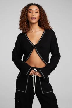 Women Chaser Brand Briaa Shadow Black Long Sleeve Tee