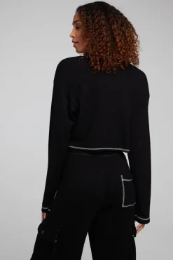 Women Chaser Brand Briaa Shadow Black Long Sleeve Tee
