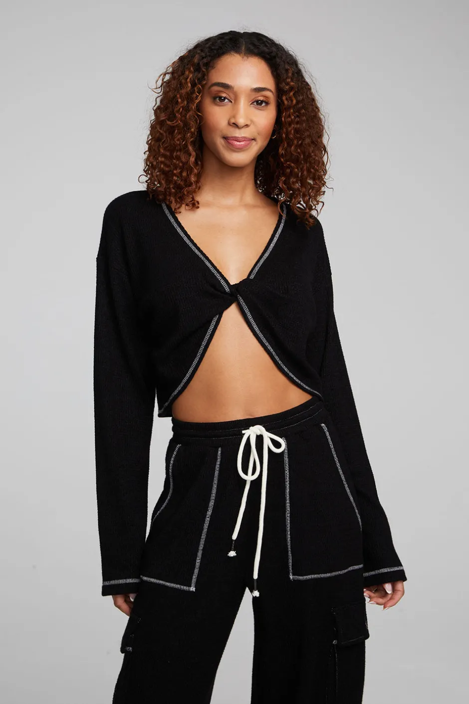 Women Chaser Brand Briaa Shadow Black Long Sleeve Tee