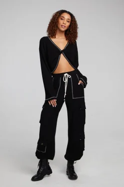 Women Chaser Brand Briaa Shadow Black Long Sleeve Tee