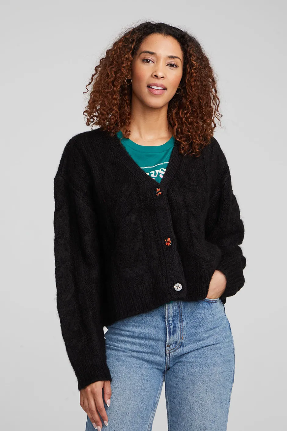 Women Chaser Brand Bridge Black Onyx Cardigan