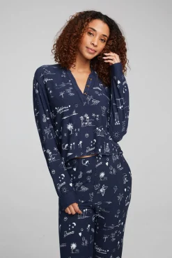 Women Chaser Brand Cali All Over Icons Henley Top