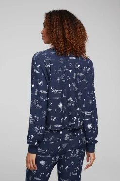 Women Chaser Brand Cali All Over Icons Henley Top