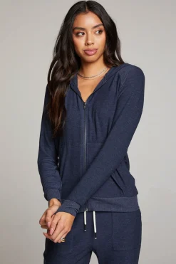 Women Chaser Brand Canopy Long Sleeve Raglan Zip Up Hoodie