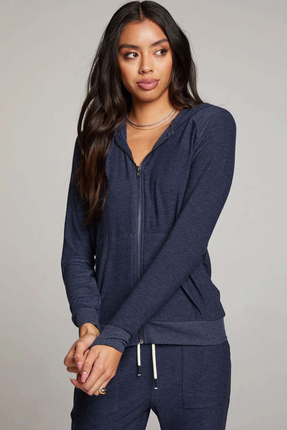 Women Chaser Brand Canopy Long Sleeve Raglan Zip Up Hoodie
