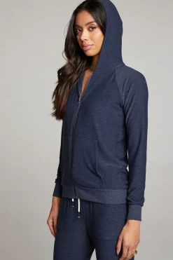 Women Chaser Brand Canopy Long Sleeve Raglan Zip Up Hoodie