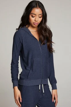 Women Chaser Brand Canopy Long Sleeve Raglan Zip Up Hoodie