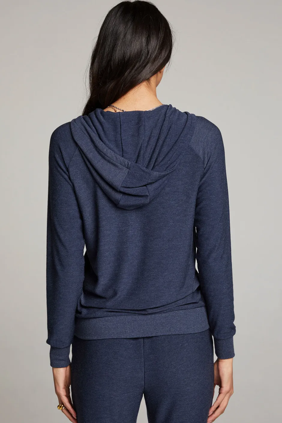 Women Chaser Brand Canopy Long Sleeve Raglan Zip Up Hoodie
