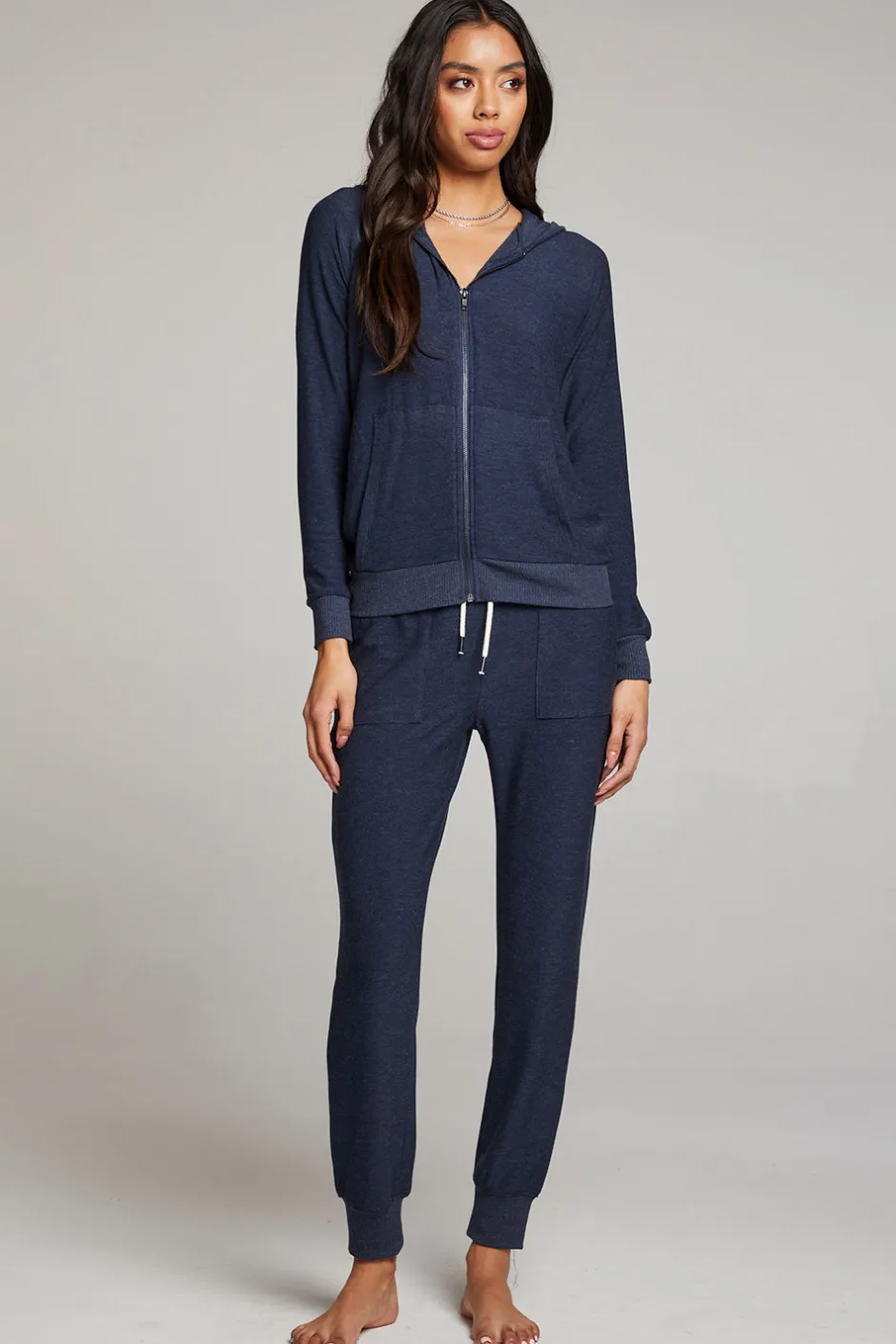 Women Chaser Brand Canopy Long Sleeve Raglan Zip Up Hoodie