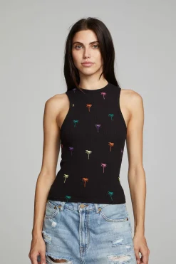 Women Chaser Brand Carnaby Tank Top Palm Print