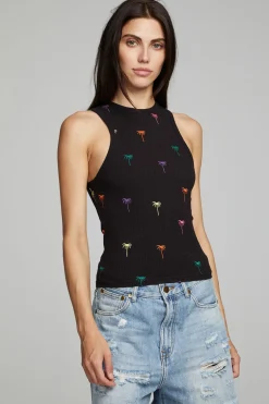 Women Chaser Brand Carnaby Tank Top Palm Print