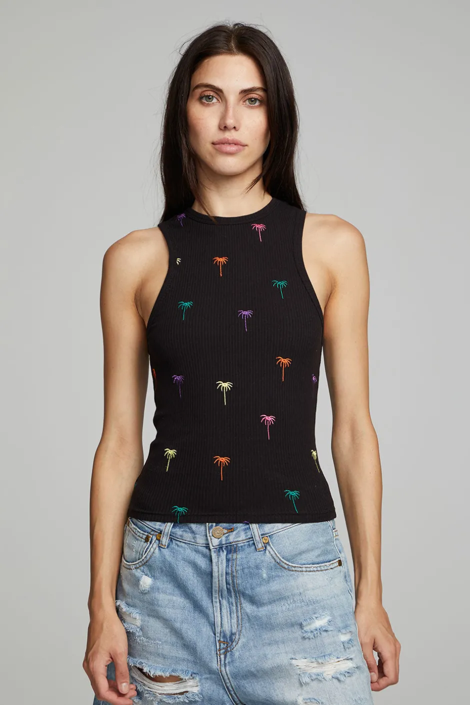 Women Chaser Brand Carnaby Tank Top Palm Print