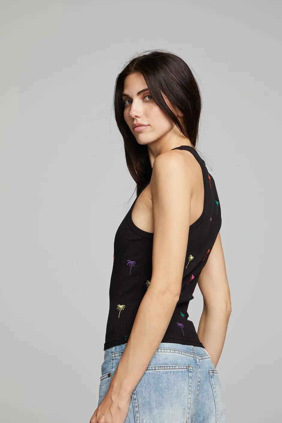 Women Chaser Brand Carnaby Tank Top Palm Print