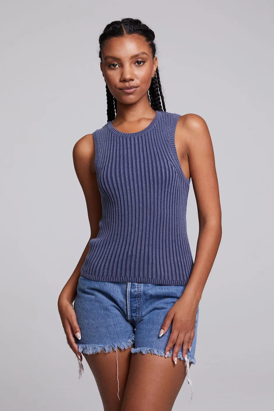 Women Chaser Brand Carnaby Washed Indigo Tank Top