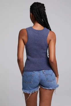 Women Chaser Brand Carnaby Washed Indigo Tank Top
