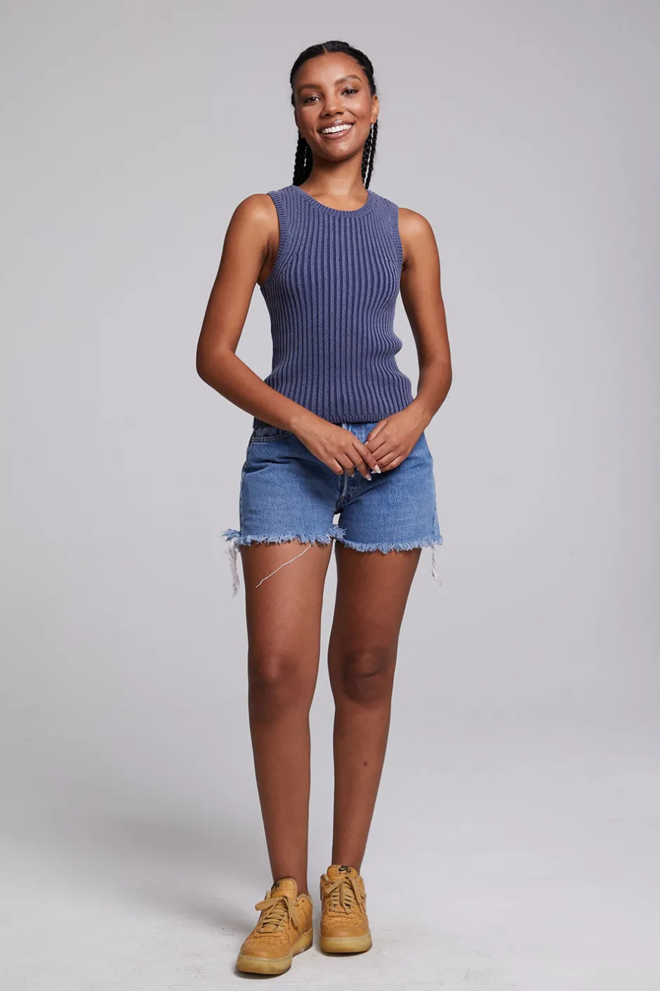 Women Chaser Brand Carnaby Washed Indigo Tank Top