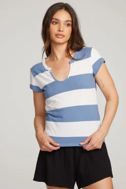Women Chaser Brand Chandler Vintage Blue Stripe Tee