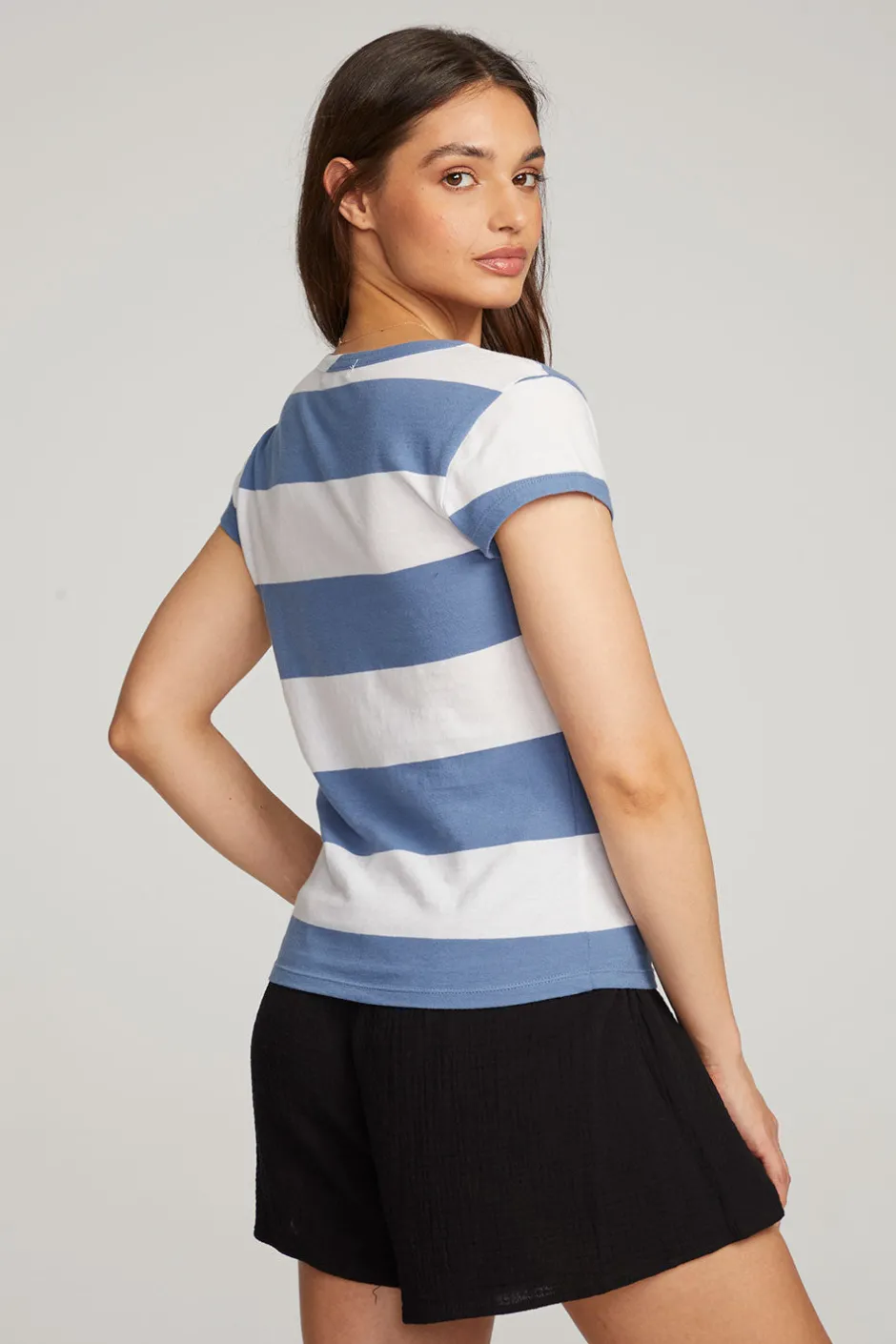 Women Chaser Brand Chandler Vintage Blue Stripe Tee