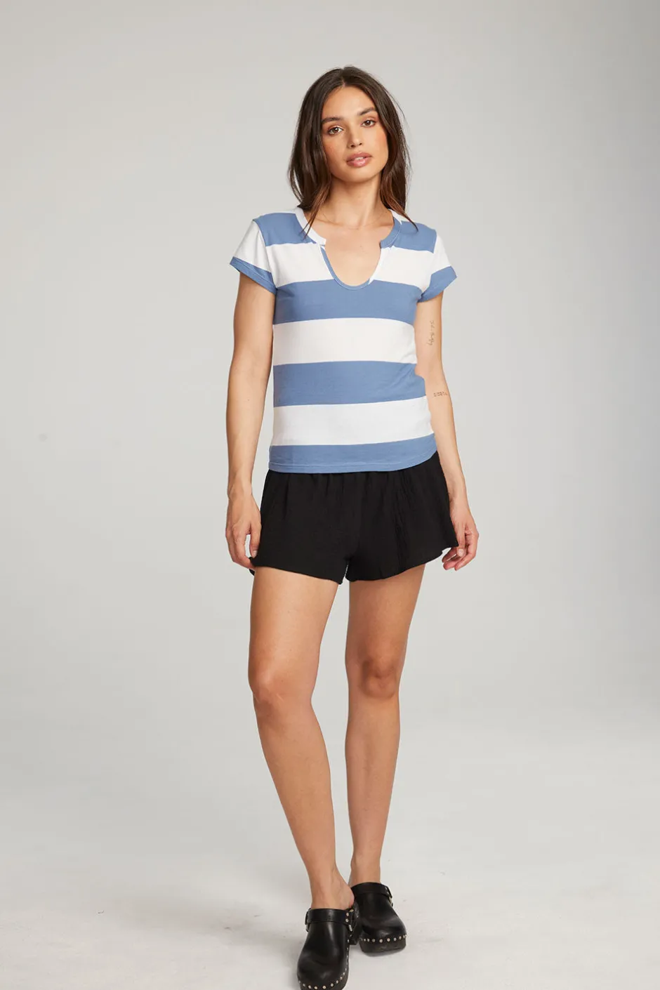 Women Chaser Brand Chandler Vintage Blue Stripe Tee
