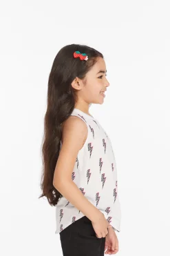 Kids Chaser Brand Checkered Bolts Girls Muscle Shirt