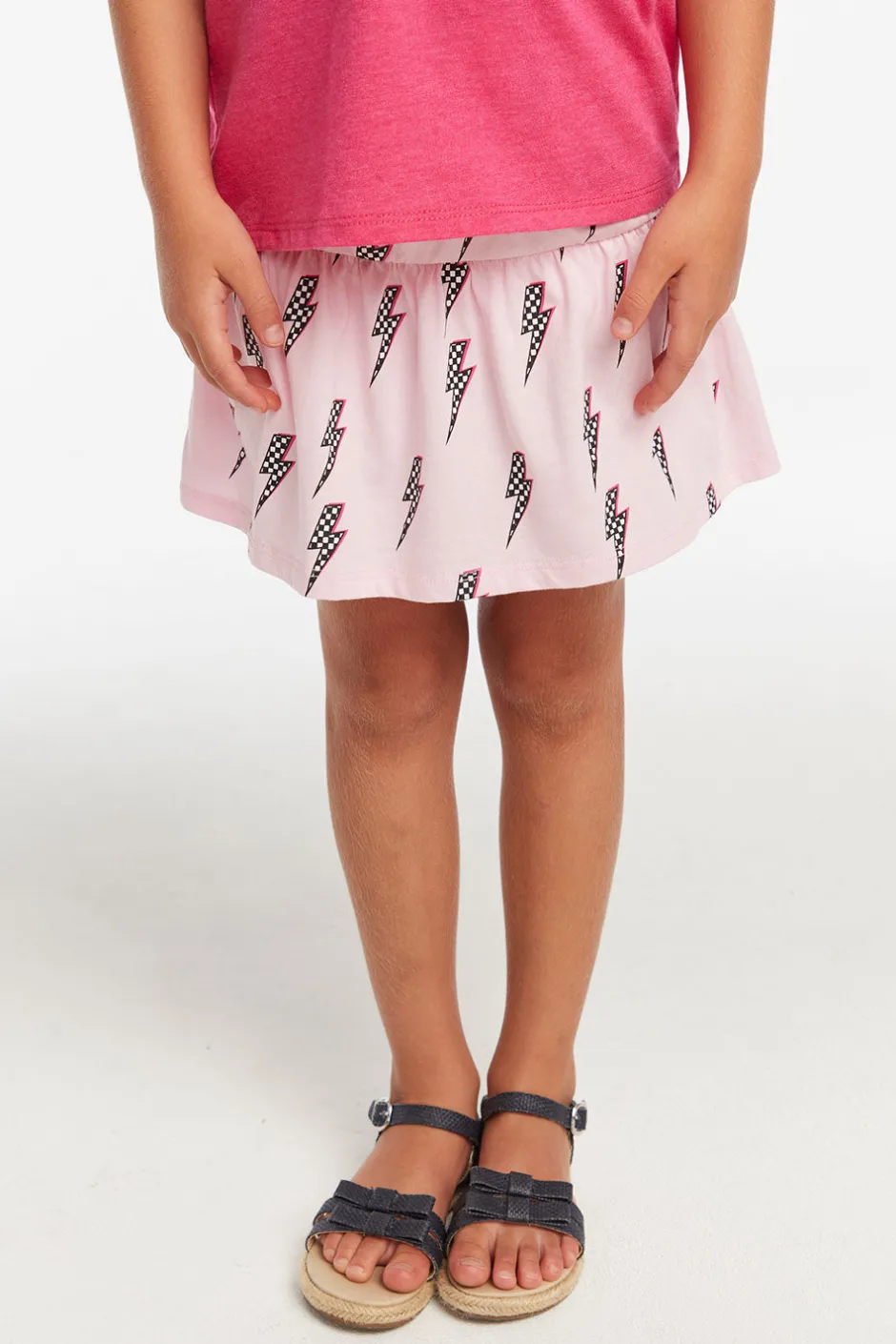 Kids Chaser Brand Checkered Bolts Girls Peplum Skort
