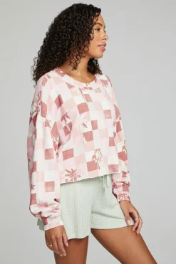 Women Chaser Brand Checkered Palms Print Pullover