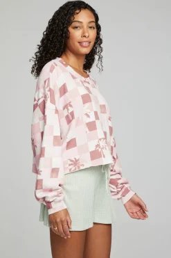 Women Chaser Brand Checkered Palms Print Pullover