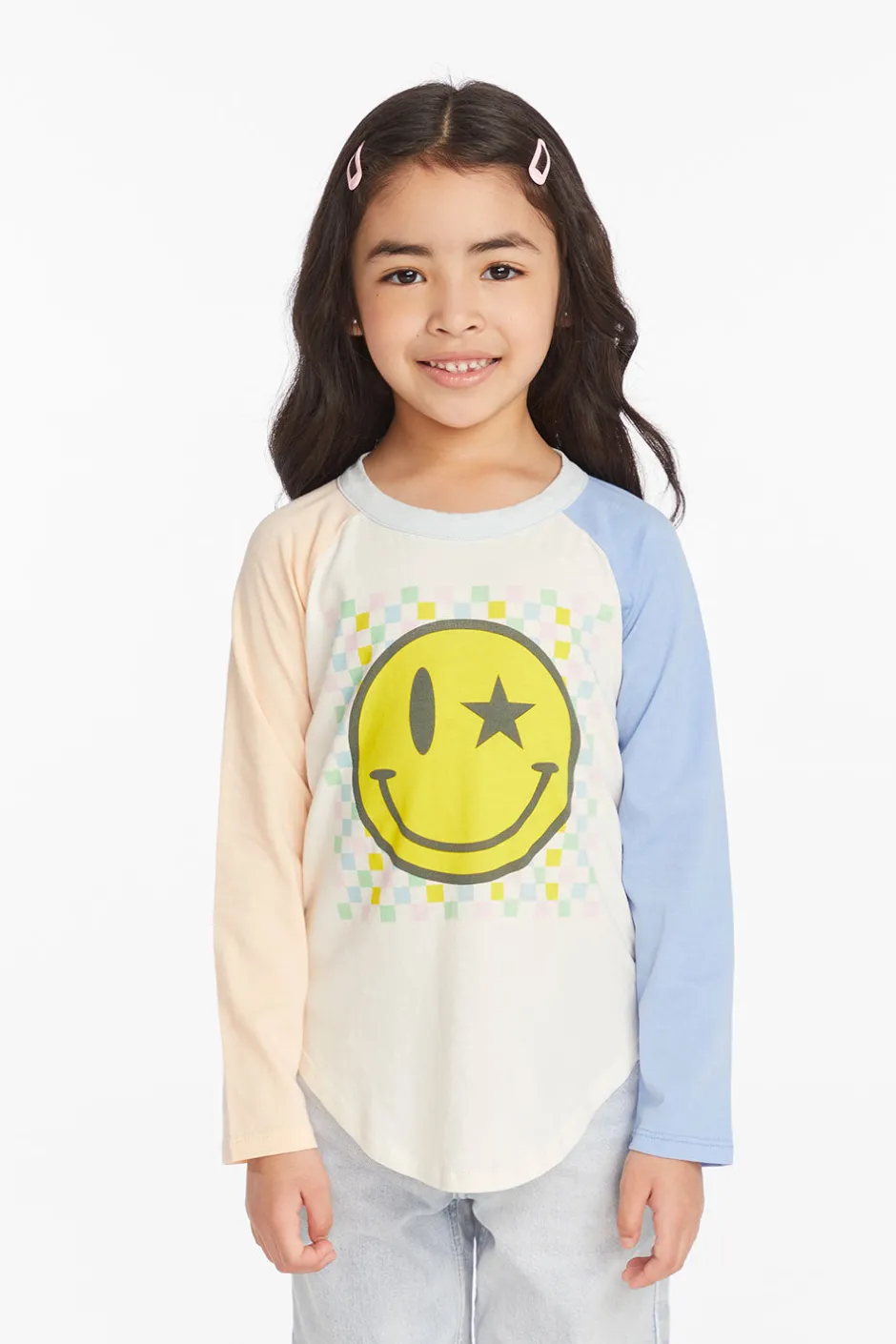 Kids Chaser Brand Checkered Smiley Girls Long Sleeve