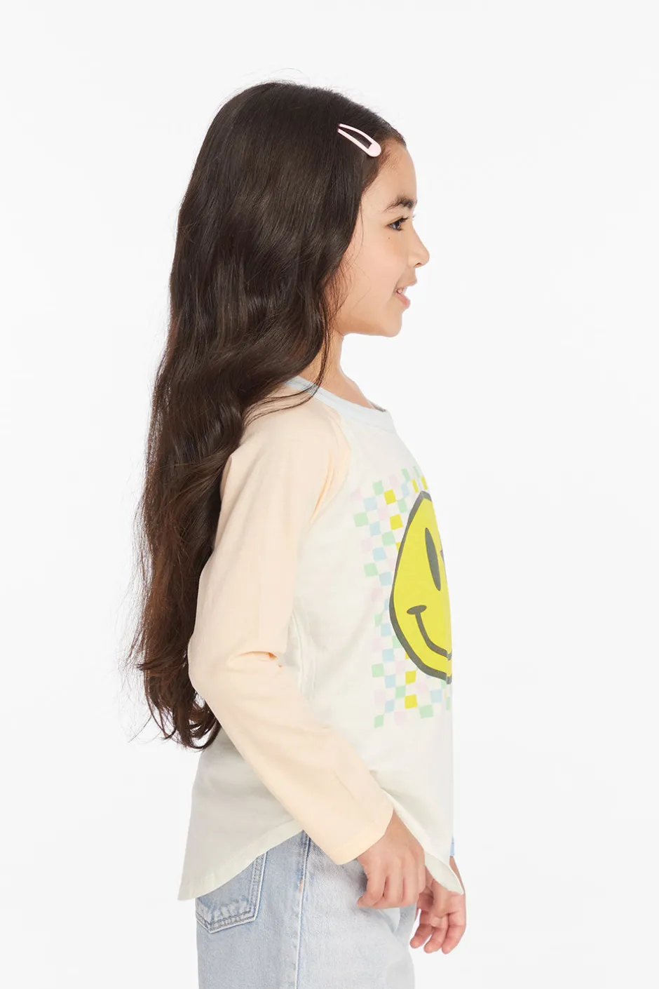 Kids Chaser Brand Checkered Smiley Girls Long Sleeve