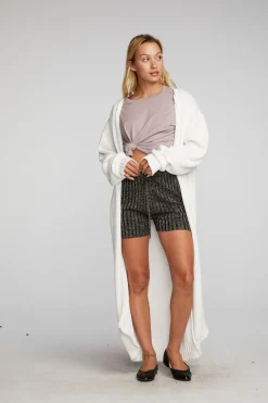 Women Chaser Brand Chenille Sweater Knit Button Down Long Cardigan