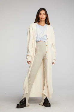 Women Chaser Brand Chenille Sweater Knit Button Down Long Cardigan