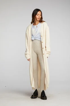 Women Chaser Brand Chenille Sweater Knit Button Down Long Cardigan