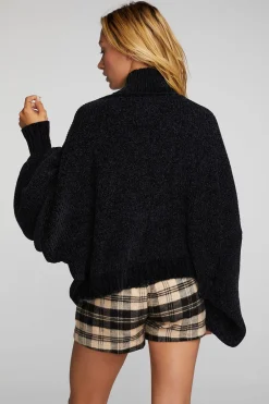 Women Chaser Brand Chenille Sweater Knit Turtleneck