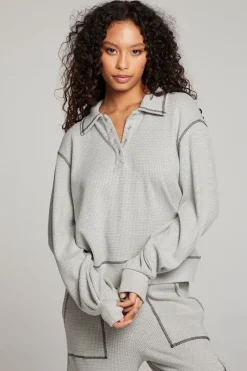 Women Chaser Brand Church Heather Grey Long Sleeve