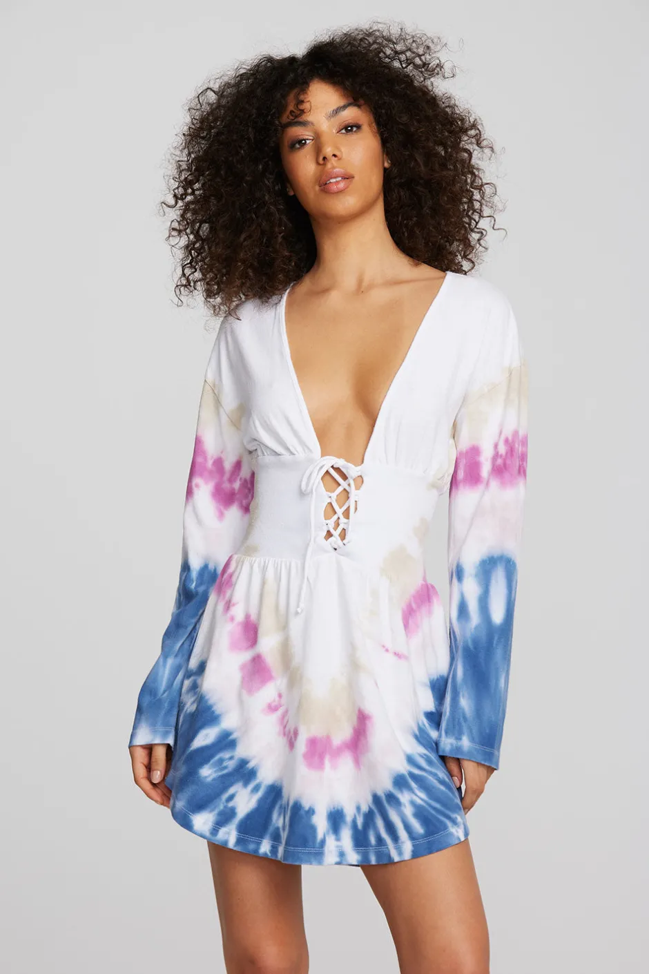 Women Chaser Brand Coast Cotton Jersey Long Sleeve Mini Dress