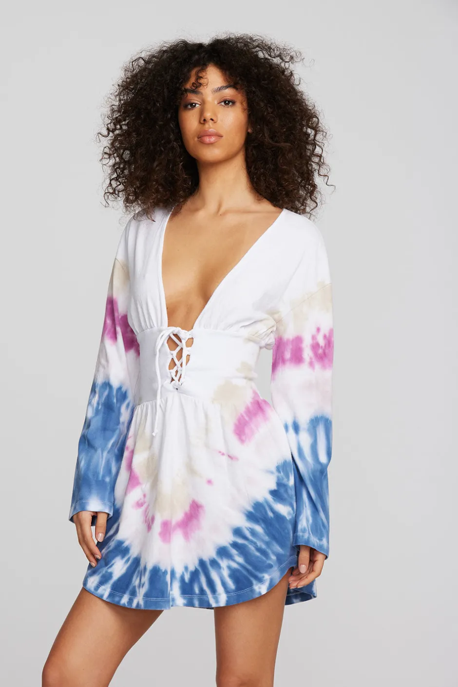 Women Chaser Brand Coast Cotton Jersey Long Sleeve Mini Dress