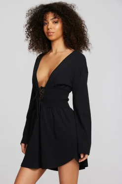 Women Chaser Brand Coast Cotton Jersey Long Sleeve Mini Dress