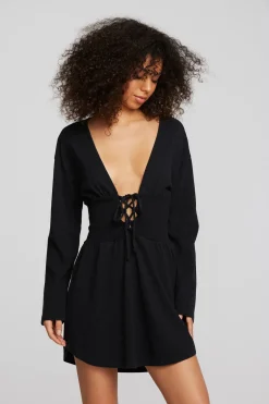 Women Chaser Brand Coast Cotton Jersey Long Sleeve Mini Dress