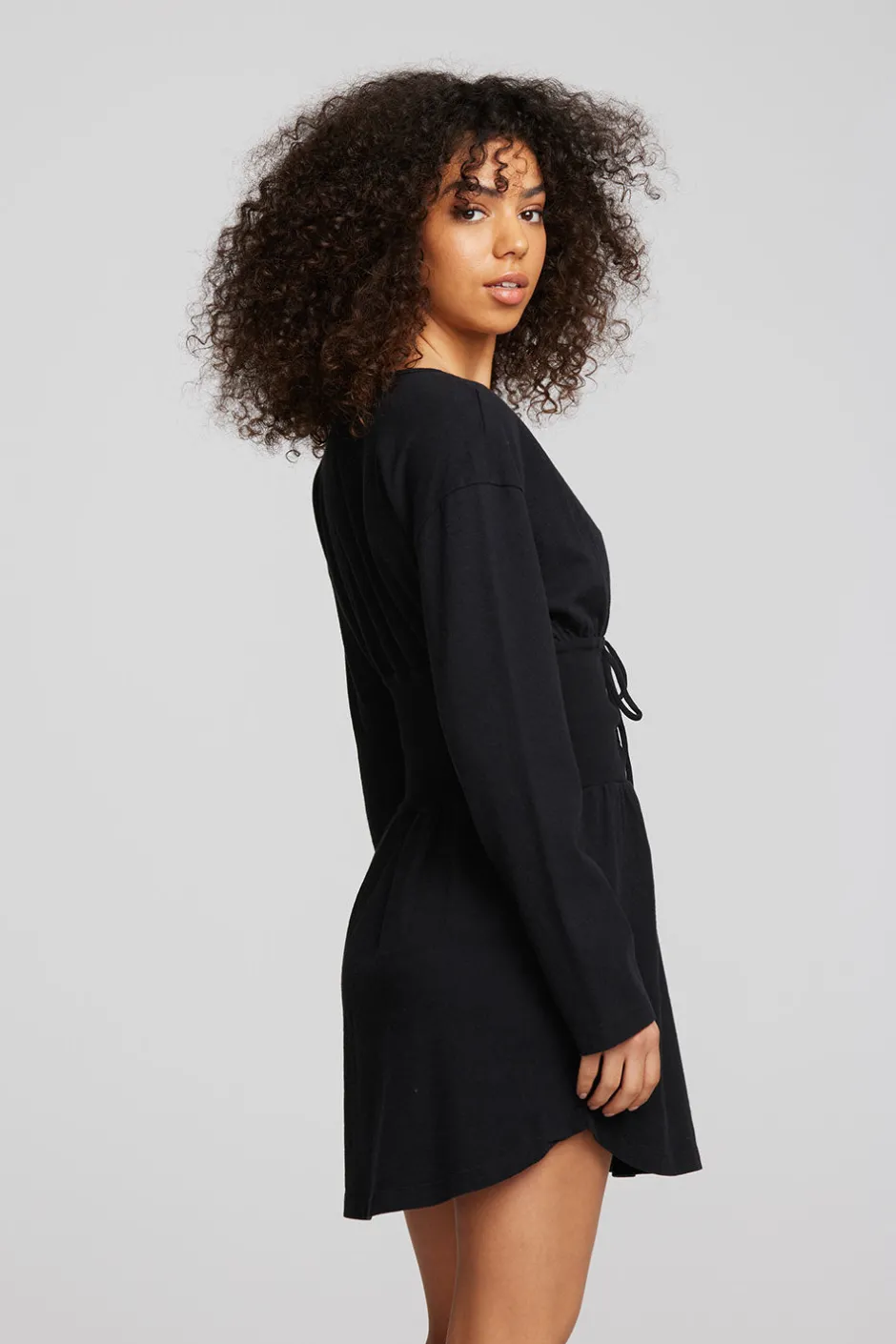 Women Chaser Brand Coast Cotton Jersey Long Sleeve Mini Dress