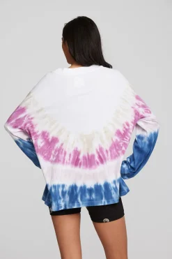 Women Chaser Brand Coast Cotton Jersey Long Sleeve Tee With Blousant Sleeves And Rib