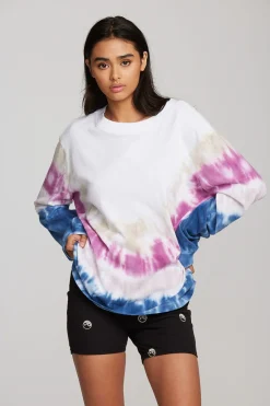 Women Chaser Brand Coast Cotton Jersey Long Sleeve Tee With Blousant Sleeves And Rib