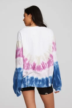 Women Chaser Brand Coast Cotton Jersey Long Sleeve Tee With Blousant Sleeves And Rib