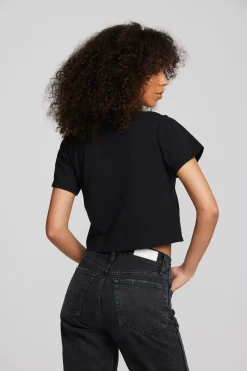 Women Chaser Brand Coast Cotton Jersey Mockneck Tee With Rib