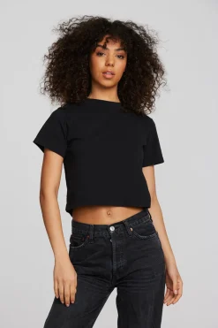 Women Chaser Brand Coast Cotton Jersey Mockneck Tee With Rib