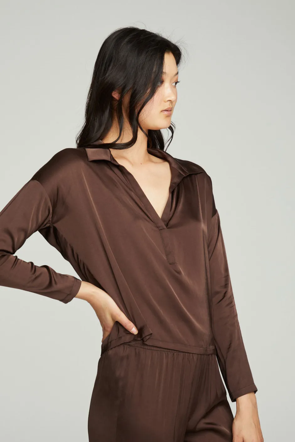 Women Chaser Brand Collared Half Placket Dolman
