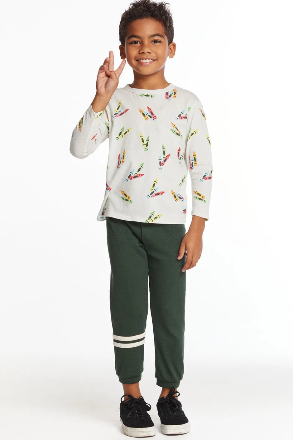 Kids/BOY Chaser Brand Coloring Time Boys Long Sleeve Crew Neck Tee